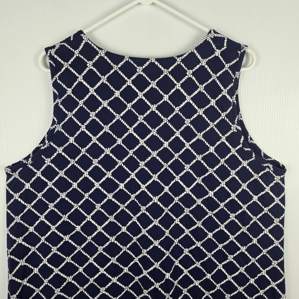 Lands' End Women's Navy White Rope Print Sleeveless Dress w/ Pockets Size 1X - Picture 9 of 11